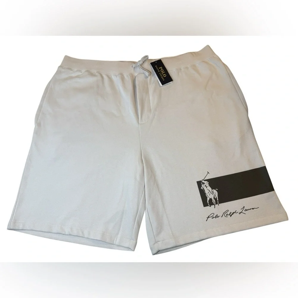 NWT Polo Ralph Lauren Sweat Shorts Mens 3XB Beige Drawstring Big Pony Logo
